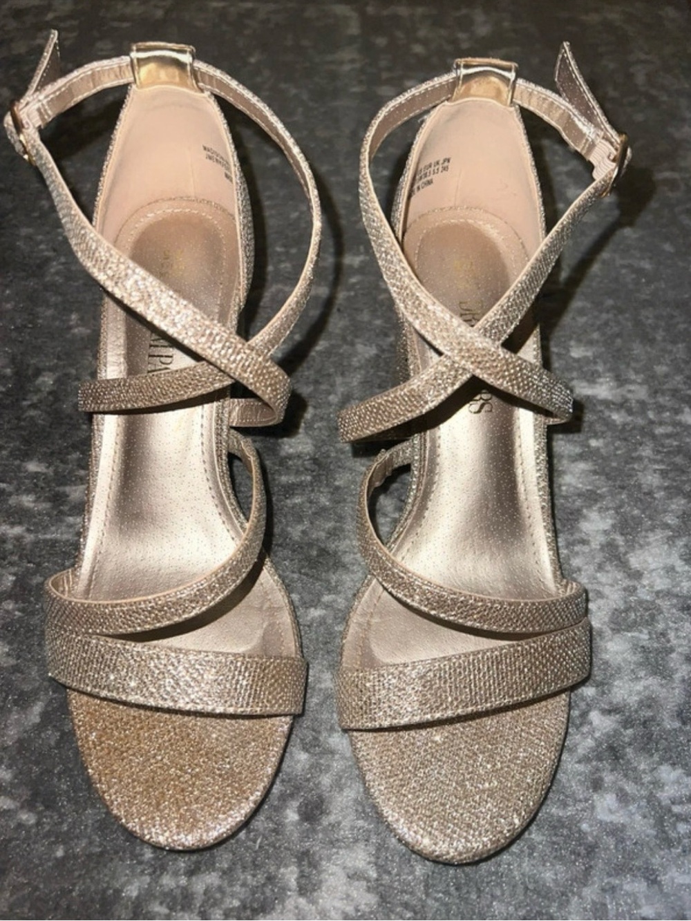 Dream Pairs Metallic Gold Strappy Sandals with Crisscross Ankle Strap